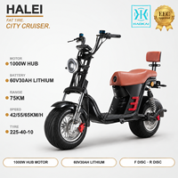 Moto électrique de style Citycoco 1000W 60V30Ah 45km/h avec freins à disque doubles, autonomie de 75km, scooter électrique pour adultes pour les trajets quotidiens