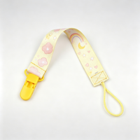 Attache-sucette pliable en polyester imprimé par transfert thermique avec crochet, sangle de maintien anti-chute pour bébé et tout-petit