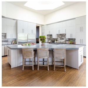 2025 Armoires de cuisine en bois laqué prêt à assembler de forme incurvée moderne avec îlot - Product Image 6