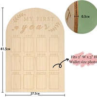 Cadre photo élégant artisanal en bois 12 mois pour nouveau-né peint à la main Souvenir cadeau signe mural mémoire Photos bébé