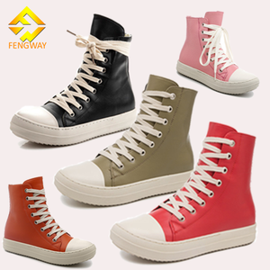 Scarpe Casual da <span class=keywords><strong>donna</strong></span> in pelle sintetica con lacci alla caviglia da <span class=keywords><strong>donna</strong></span> Sneaker Zip Hip Hop Streetwear scarpe da ginnastica nere - Product Image 1