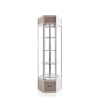 CHIXIANG Maßgefertigte Glas-Drehvitrine mit LED-Beleuchtung und Rädern Schmuck- & Kosmetik-Displays für Einzelhandelsgeschäfte