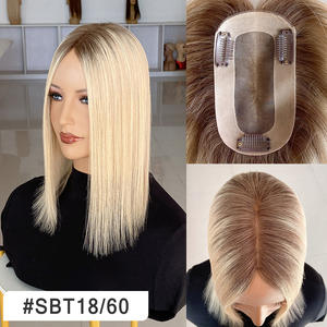 Topper capillaire mono 3x5.5 en cheveux humains vierges européens avec base en PU, Remy, cuticules alignées # SBT18-60 - Product Image 3