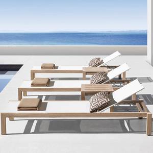 Chaise longue de luxe moderne en bois massif, durable, antiseptique, en teck, pour l'extérieur, avec coussin en rotin, pour <span class=keywords><strong>h</strong></span>ôtel, plage, piscine - Product Image 4