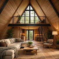 Kit de maison préfabriquée en forme de A, structure en acier imperméable, petite cabane triangulaire avec façade en verre pour glamping, hôtel de vacances