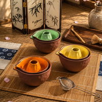 Ensemble de Chawan Matcha de style japonais en céramique avec bec verseur et glaçure intérieure multicolore pour la vente en gros aux salons de thé