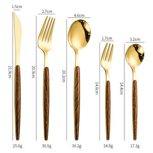 ชุดช้อนส้อมสแตนเลสแบบโปรตุเกส ด้ามไม้ มีด ส้อม ช้อน ขัดเงาอย่างดี สำหรับผู้ใหญ่ - Product Image 4