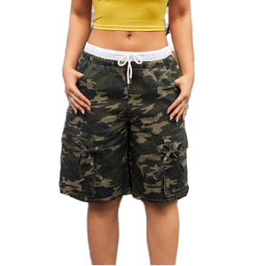 HanOu New Arrivals Wholesale Trendy Fashion Casual High Elastic Waist Breathable Woven <b>Camouflage</b> Print Streetwear Midi Pants - Product Image 1
