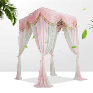 Personnalisé <span class=keywords><strong>pas</strong></span> <span class=keywords><strong>cher</strong></span> <span class=keywords><strong>mariage</strong></span> auvent carré pavillon draperie tuyau et rideaux ensemble pour événement toile de fond décoration - Product Image 1