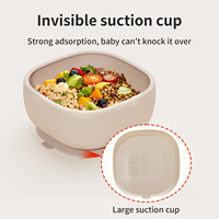 Bol à manger carré en silicone pour enfants de haute qualité, sans BPA, avec couvercle et ventouse, portable pour l'extérieur