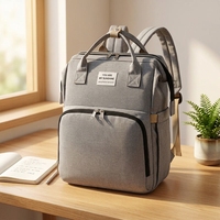 Sac à dos de maternité portable et pliable 2026, grande capacité, multifonctionnel, avec bretelles courbées, respirant, en nylon, fermeture éclair, pour femme