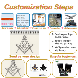 Maßgefertigte Metall-Freimaurer-Manschettenknöpfe und Krawattenklammer-Set mit Logo, Messing Antik-Plattiert, Herren-Accessoires, Jubiläums-Souvenir, Werbegeschenke - Product Image 4