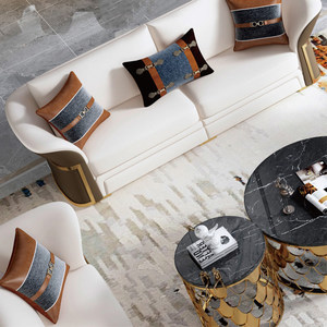 Ensemble <span class=keywords><strong>de</strong></span> canapés néo-classiques sophistiqués avec incrustations métalliques, canapé <span class=keywords><strong>de</strong></span> haute couture pour propriétés haut <span class=keywords><strong>de</strong></span> gamme et penthouse métropolitains prestigieux - Product Image 2