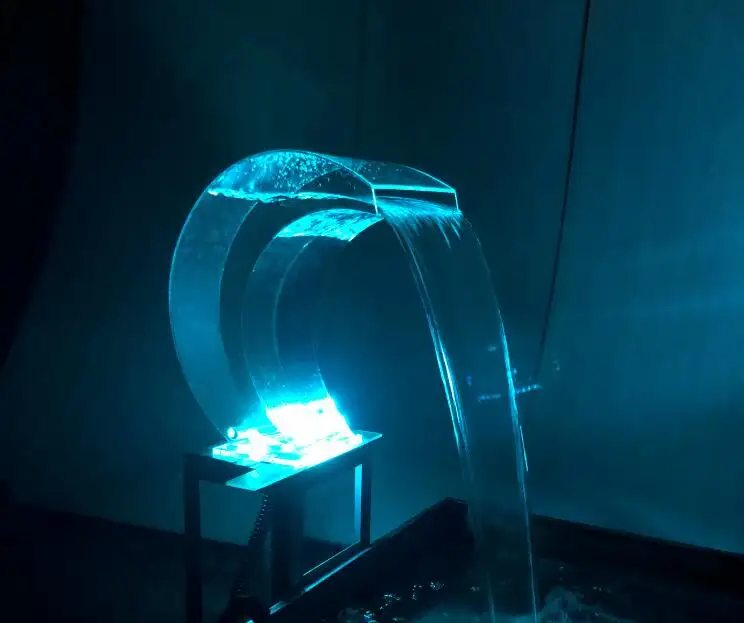 SPA wasserfall fabrik direkte lieferung schwimmbad acryl wasserfall mit rgb fernbedienung led-licht