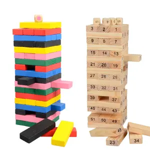 Tour de tumbling en bois empilable arc-en-ciel classique équilibre blocs de construction domino en bois jeu éducatif jouet