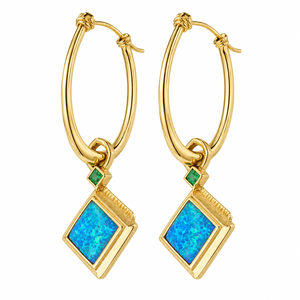 Orecchini ovali vintage dal design verde, orecchini color oro, gioielli eleganti alla moda per le donne, regalo per feste - Product Image 1