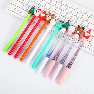 Schwarze Tinte Kunststoff-Stift Weihnachten Feiertag Geschenk 0,5 mm Kawaii niedlicher Silikon-Gelstift-Set