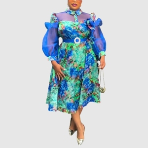 Vente directe d'usine, robe longue à manches longues multicolores à imprimé tie-dye de style africain pour femmes, mode - Product Image 3