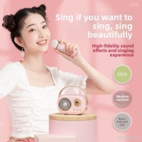 C20plus pour haut-parleur sans fil 5.0 avec microphone intégré, boîtier en plastique, micro karaoké pour enfants, cadeau pour filles, basses profondes