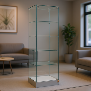 Hz Glass Display <b>Cabinet</b> 53x46x180cm With 4 Shelves And Lockable Door For Showcasing Items - Product Image 3
