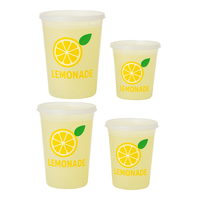 Gobelets en plastique PP à paroi simple, personnalisés avec logo imprimé UV, 12/16/24/32 oz, avec couvercles transparents de 90 mm de diamètre, pour café froid et boissons gazeuses