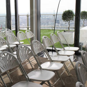 800lbs portátil barato al aire libre de la boda de plástico plegable de la boda ventilador trasero blanco plegable sillas para eventos - Product Image 5