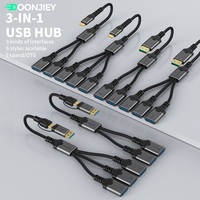 Adaptateur USB Type C 2-en-1 mâle/femelle, prise en charge OTG, transmission de données 480 Mbps, hub USB pour voiture, ordinateur portable, clavier MacBook, gaine en PVC