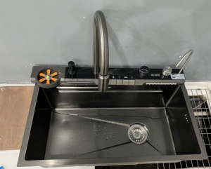 Tiktok Trends Smart Piano Key Pantalla digital fregadero Mmbient Lighting Cascada Panal fregadero Enjuagador <span class=keywords><strong>de</strong></span> vidrio automático Fregadero <span class=keywords><strong>de</strong></span> cocina - Product Image 6