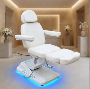 Hot Selling <b>Electric</b> Beauty Bed PU Leather White 3 Motor Built-In Headrest Salon Furniture Commercial Use For Beauty Salon - Product Image 1