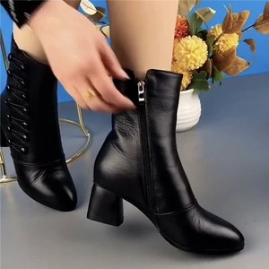 Stivaletti da <span class=keywords><strong>Donna</strong></span> alla Moda Autunno Inverno 2024, <span class=keywords><strong>Tacco</strong></span> <span class=keywords><strong>Medio</strong></span>, Pelle Morbida, Suola Morbida, <span class=keywords><strong>Scarpe</strong></span> in Cotone - Product Image 2