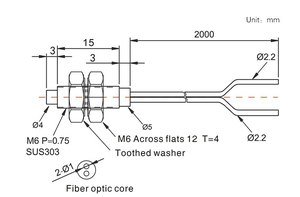 M6 Fiber Glass R25 Sn 100mm Optical Cable With Sensor for the Rubber and Plastics Industry PD-62 M6 Fiber Cable PD-62 - Product Image 4