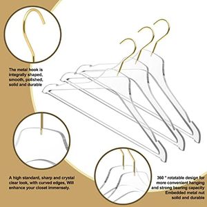 Chất Lượng Cao Matte Vàng Móc Lucite Móc Rõ Ràng Acrylic Treo Móc Cho Quần Áo Áo Khoác Áo Sơ Mi Tủ Quần Áo Tủ Quần Áo Tổ Chức - Product Image 4