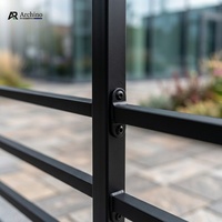 Luxuriöses Zeitgenössisches Aluminium-Legierung Rahmenloses Balkon- & Treppengeländer Rostbeständige Schwarze Lamellen DIY Villa & Hotel