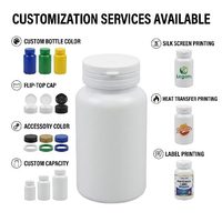 Flacon cylindrique en PET de 120 ml (100 g) personnalisé avec bouchon inviolable à déchirure imprimé en sérigraphie pour capsules de médicaments