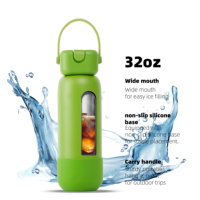 Bouteille d'eau réutilisable en acier inoxydable écologique, isolée sous vide, 100 % étanche, avec paille, modèle champignon
