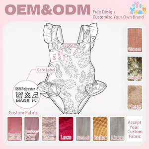 Traje de Baño Personalizable para Niñas Pequeñas con Estampado de Piña, Volantes y Lazo en la Espalda, Traje de Baño de Una Pieza, Traje de Baño Personalizado para Niñas Pequeñas - Product Image 2