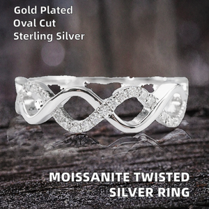 Fine Jewelry Full Moissanite Plated Flower Classic Wedding Engagement Band Ring 925 Sterling Silver Twisted <b>String</b> - Product Image 2