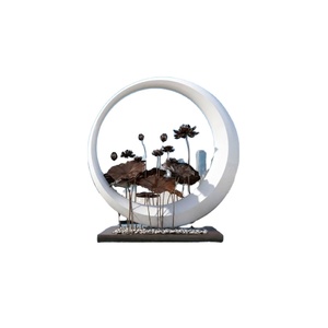 Escultura de Flor de Loto de Bronce con Anillo Circular Blanco para Exteriores, Fuente de Agua para Jardín, Arte Metálico Zen, Decoración de Plaza, Fabricante Personalizado - Product Image 1