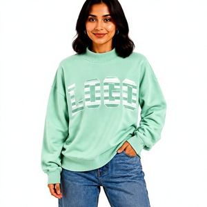 เสื้อสเวตเชิ้ตคอเต่าทรงหลวมสำหรับผู้หญิง สวมใส่สบายทุกฤดู รับปักลายตามแบบ OEM - Product Image 1