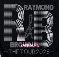 Motif personnalisé R&B Tour Raymond Chris Brown en strass, transfert thermocollant pour vêtements, décalcomanie thermocollante