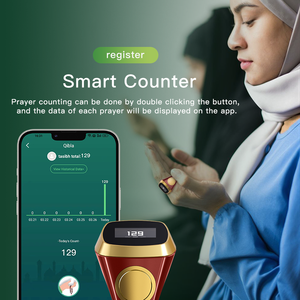 Nouvel anneau de prière intelligent pour le comptage du culte arabe Point vers la <span class=keywords><strong>Mecque</strong></span> Affichage de l'heure Rappels de prière <span class=keywords><strong>Boussole</strong></span> Compteur musulman R100 Smart Ring - Product Image 6