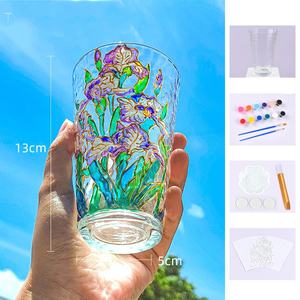 Kit de pintura de copa de cristal de colores DIY con 12 colores, paleta de pinceles de pintura acrílica, ilustraciones creativas, Kit de Pintura Artística DIY para niños - Product Image 5
