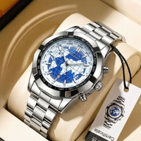 Montre de luxe pour homme Wandering Earth Hollow Quartz en acier inoxydable, 45 mm, aiguilles larges, ultra-fine 13 mm, verre minéral renforcé