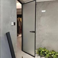 Pintu Ayun Kamar Mandi Hotel Toilet Kaca Tempered Aluminium Bingkai Ultra Tipis Modern Custom Pabrik Tahan Air