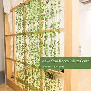 Guirlande de lierre artificiel ZHJIAU, 200 cm, verte, pour décoration de mariage, maison et aménagement paysager - Product Image 2
