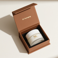 Individuelles Logo Braune Magnetische Starre Geschenkbox für Perücken Augencreme & Gesichtscreme Schwammfutter Recycelbare Premium Kosmetikverpackung