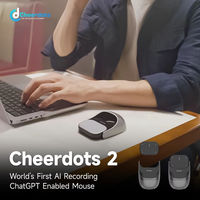 Cheerdots 2 Mouse Udara Lepas Pasang Khusus Gaming All-in-One Saku dengan Rekaman Terintegrasi, Touchpad Nirkabel, Pelacakan Optik, LED