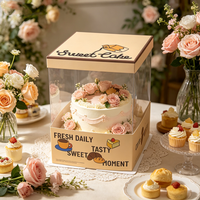 Caja para Pastel de Cartón Blanco Personalizable con Tapa Transparente de PET, Apta para Pasteles de 6-8 Pulgadas, Resistente y Segura para Alimentos, para Uso Comercial