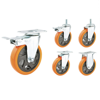 Roulette robuste pivotante 4 pouces 100mm Roulette de caddie avec roue orange