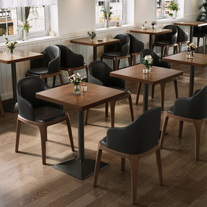 Banc mural en forme de <span class=keywords><strong>L</strong></span> en PU moderne avec table en bois et structure en fer pour restaurants, cafés et boulangeries commerciaux - Product Image 3